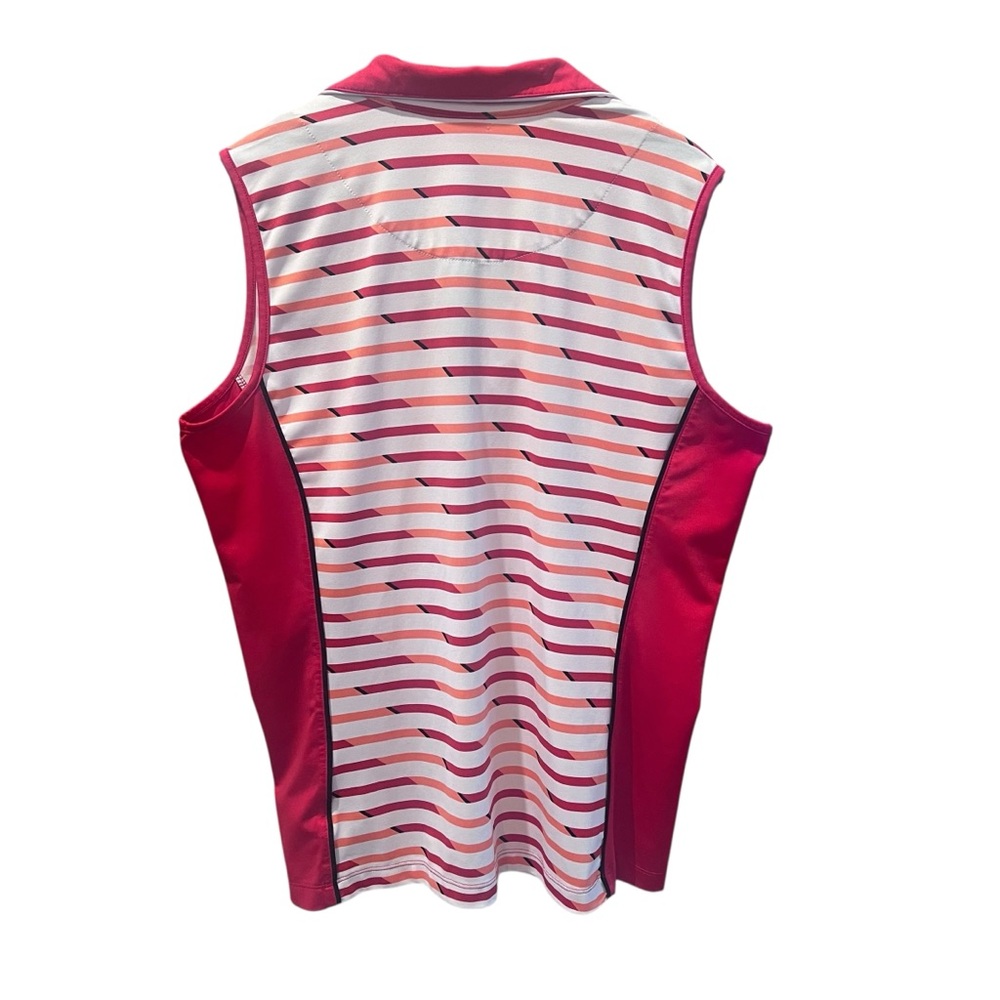 Tail White Red Striped Sleeveless 1/4 Snap Golf Polo Tank Top Size Large - Picture 2 of 7